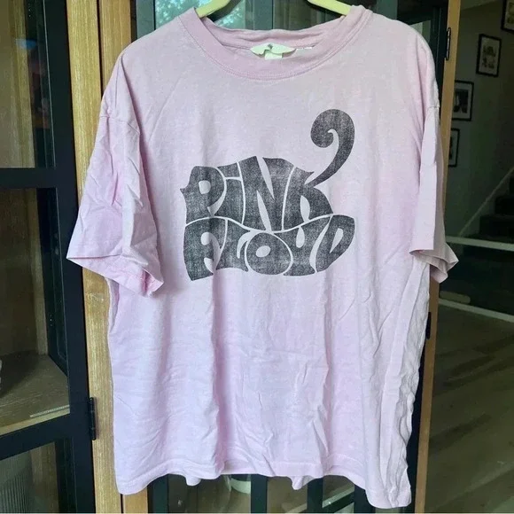 Pink Floyd band tee short sleeve oversized H&M pink graphic tshirt top UO - Picture 1 of 7